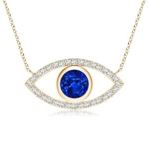Elegant Blue and Gold Eye Pendant Necklace